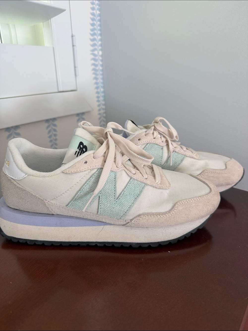 New Balance Women’s 237 Retro Sneakers in Mint and Cream